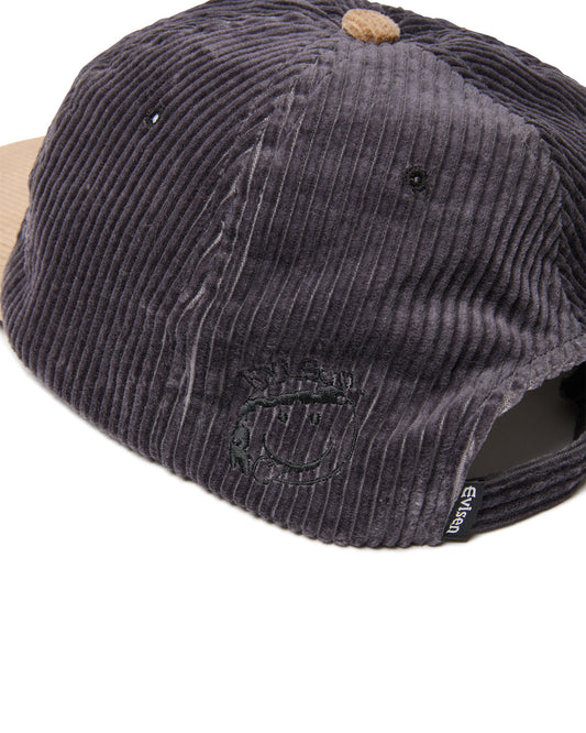 EVISEN Cord One-Up 6 Panel Cap - Charcoal/Beige