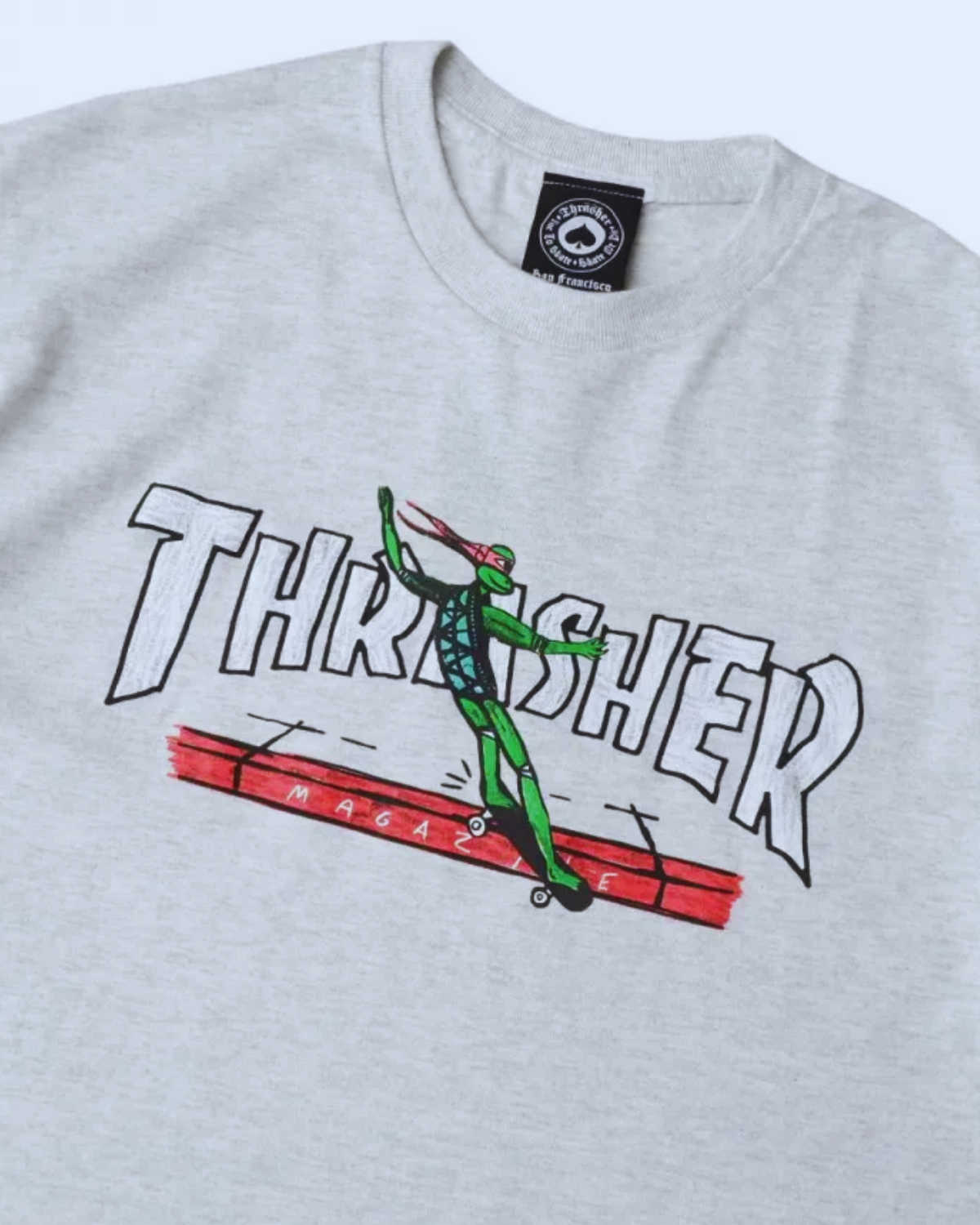 THRASHER Red Curb by LSD Worldpeace Tee - Heather Grey