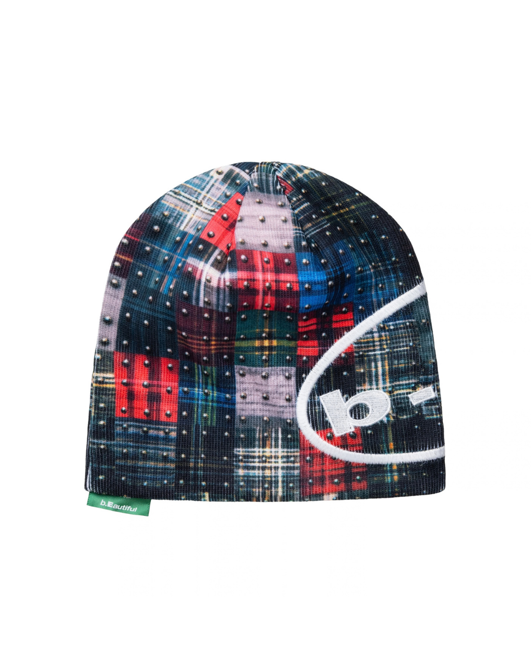 b.Eautiful Studded Plaid Beanie - Multi