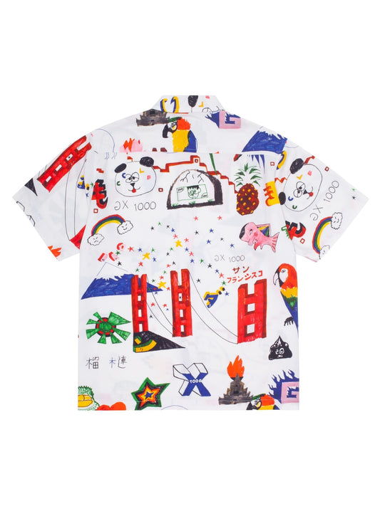 GX1000 Panda Sex Rayon Button Down Shirt - White