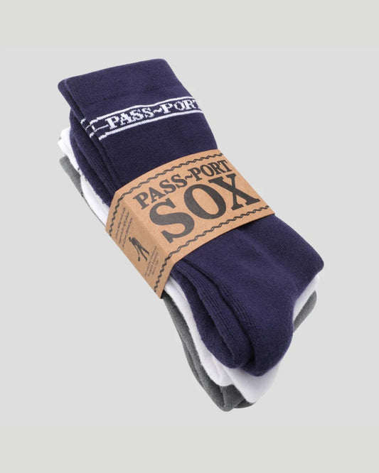 PASSPORT Hi Sox Set 3 pairs -Navy/White/Grey