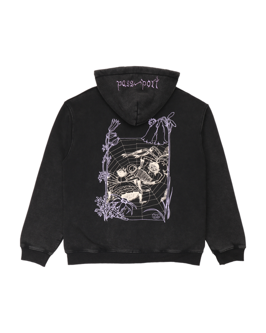 Passport Webbed Bed Zip Hoodie - Acid Black