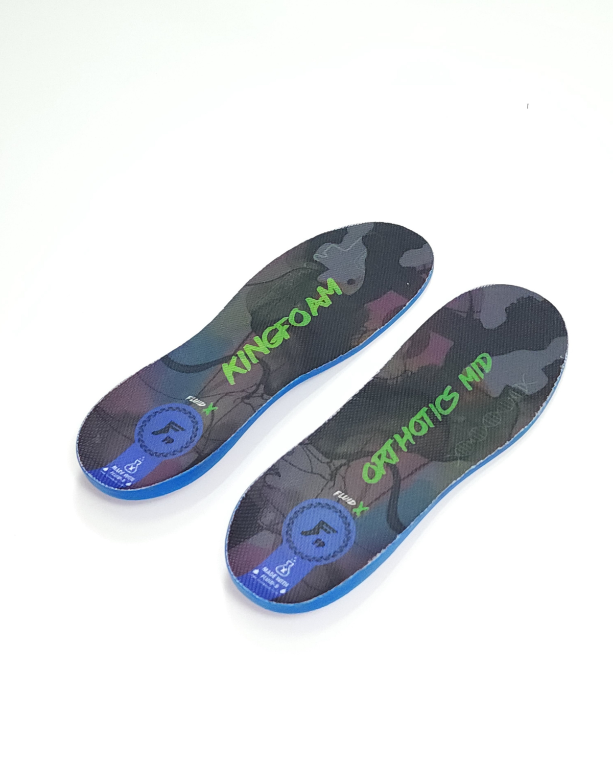 FP Kingfoam Orthotics Fluid-X Mid Insoles - Black Camo/Green