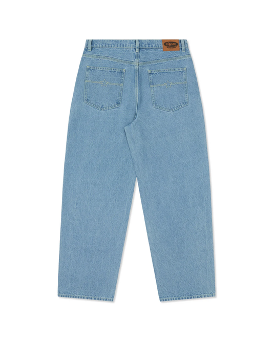 COME SUNDOWN Burn Out Double Knee Jeans - Washed Blue