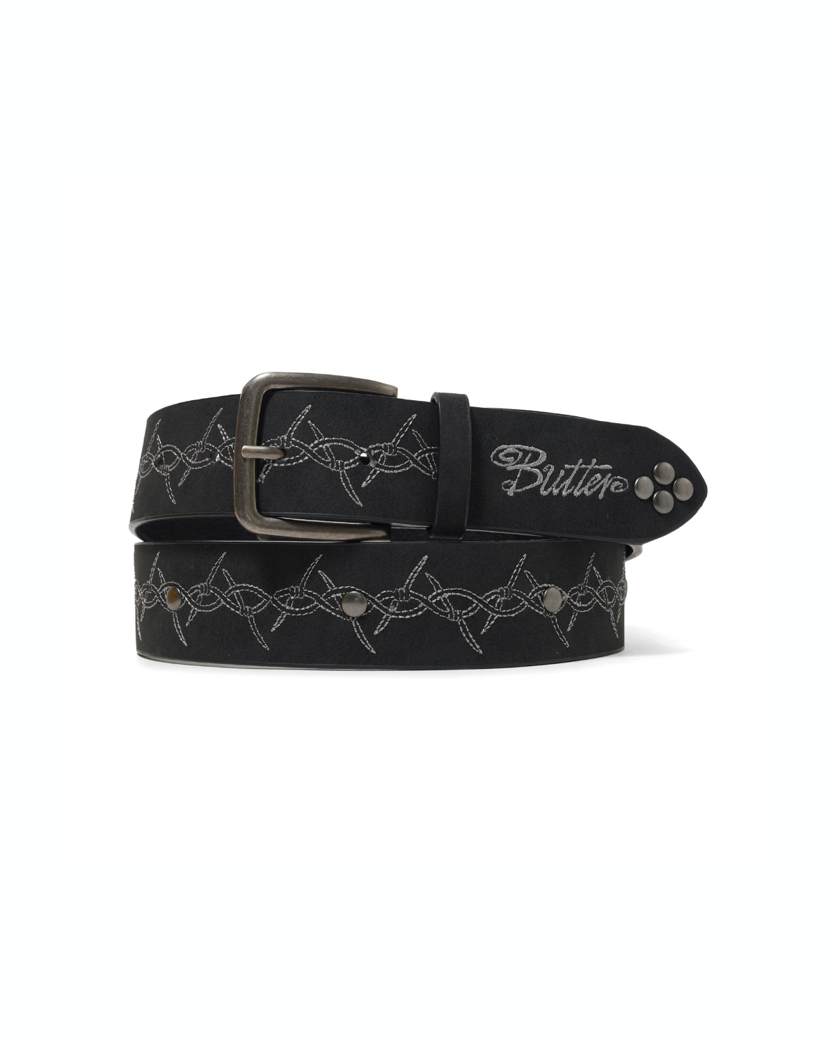 BUTTER GOODS Barbed Wire Studded Belt - Black