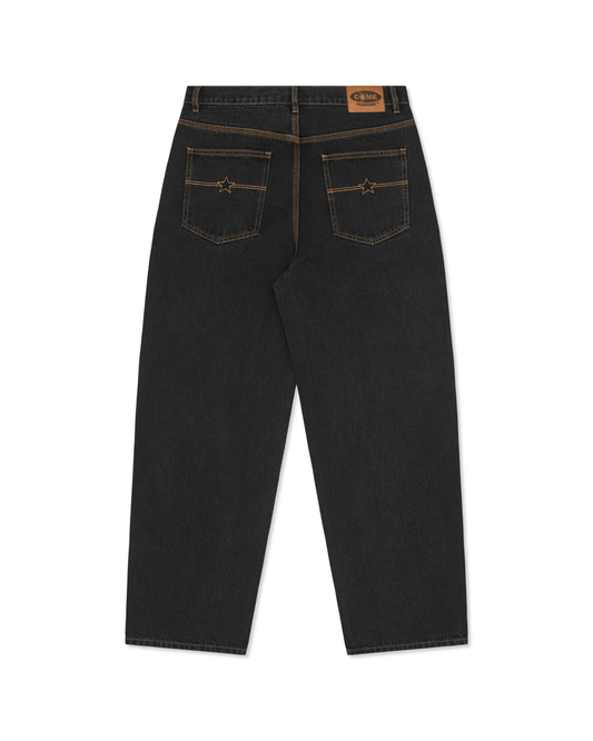 COME SUNDOWN Burn Out Double Knee Jeans - Washed Black