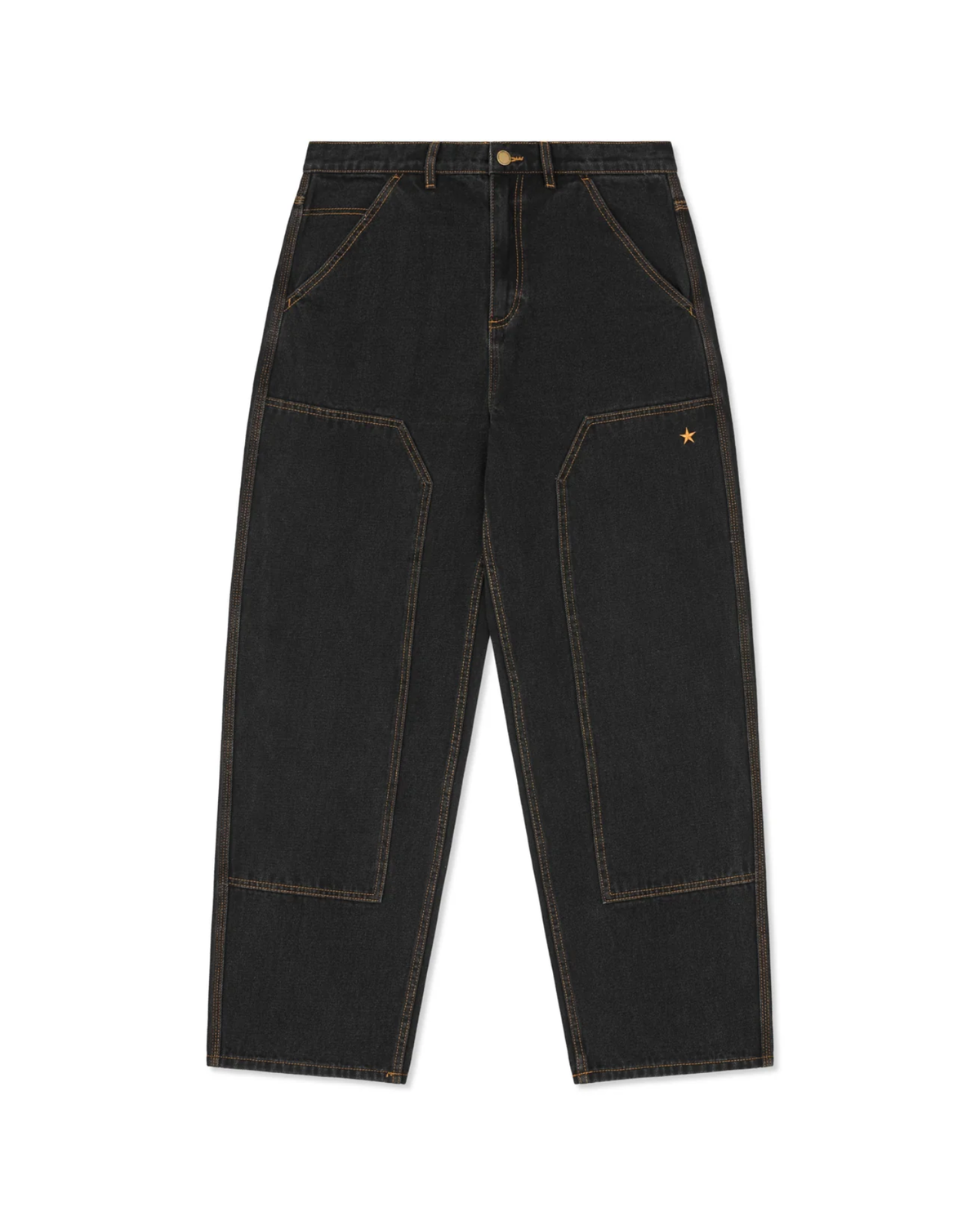 COME SUNDOWN Burn Out Double Knee Jeans - Washed Black