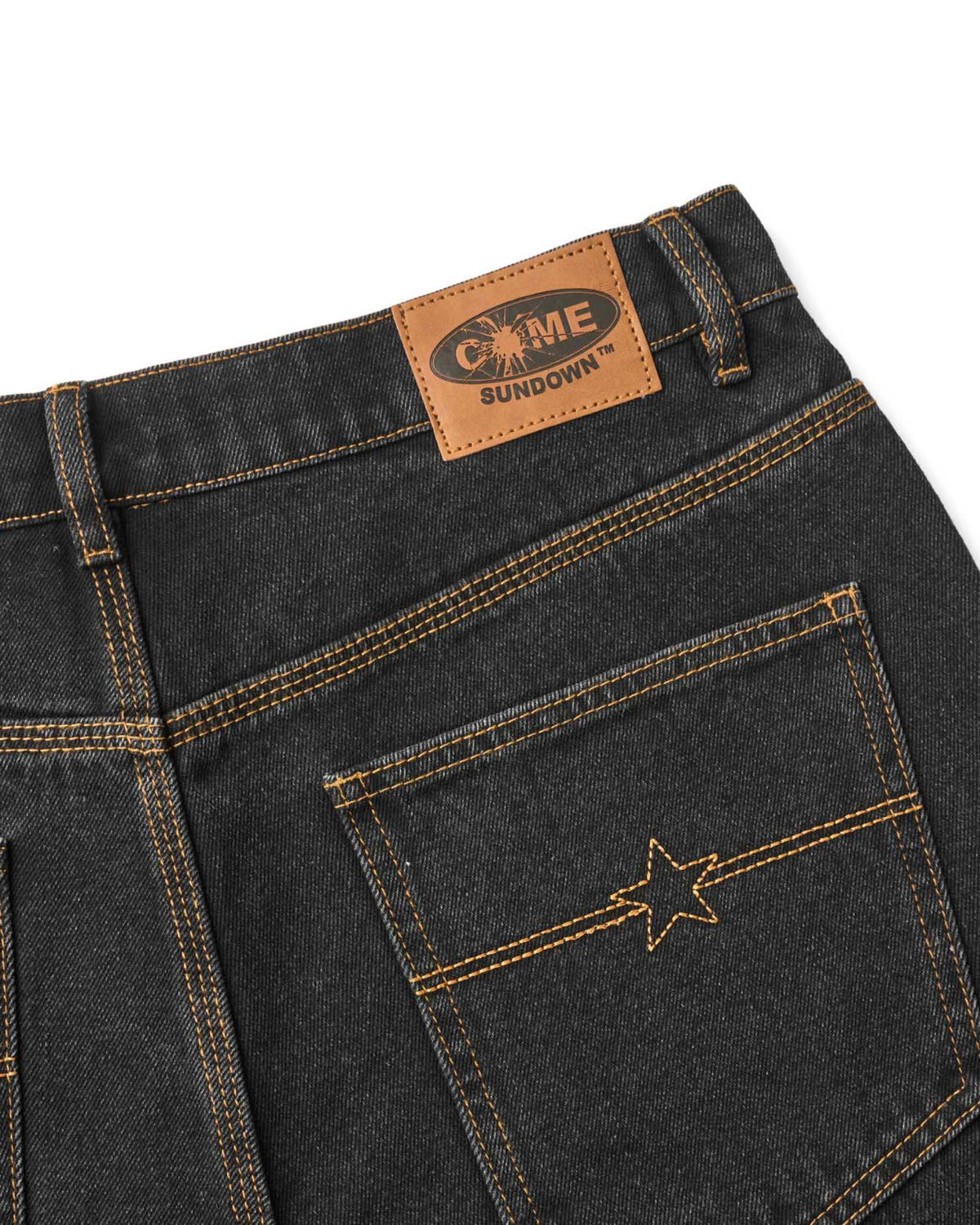 COME SUNDOWN Burn Out Double Knee Jeans - Washed Black