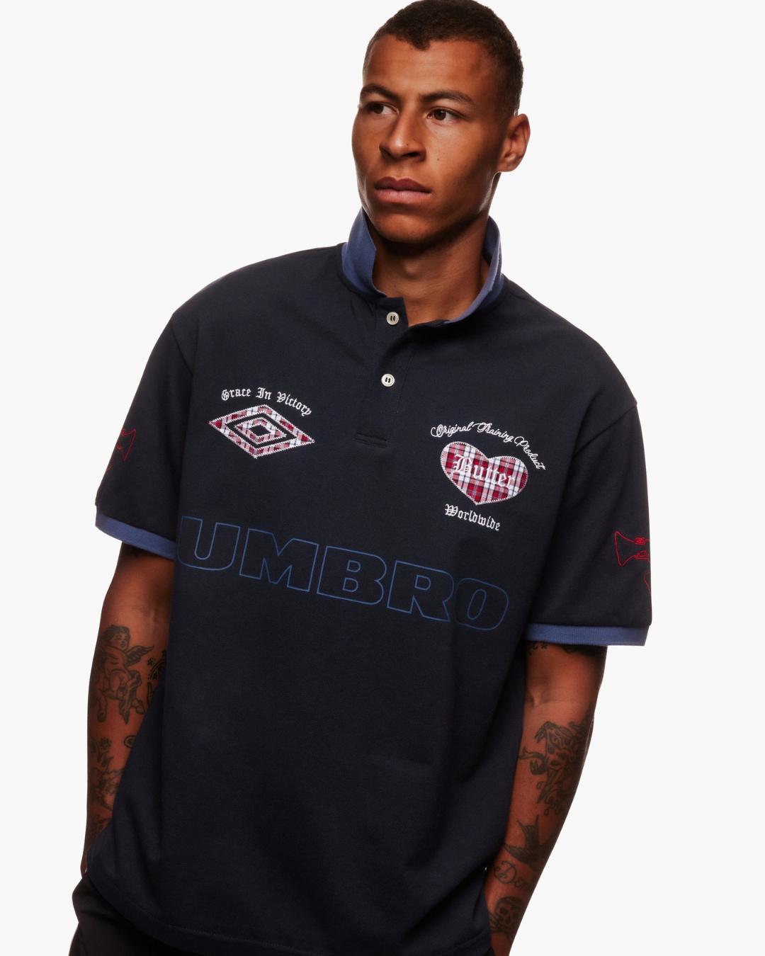 BUTTER GOODS | UMBRO Victory Polo - Navy/Slate