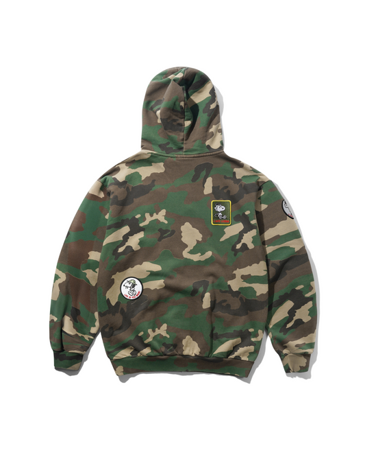 BUTTER GOODS | PEANUTS Patches Zip-Thru Hood - Washed Camo