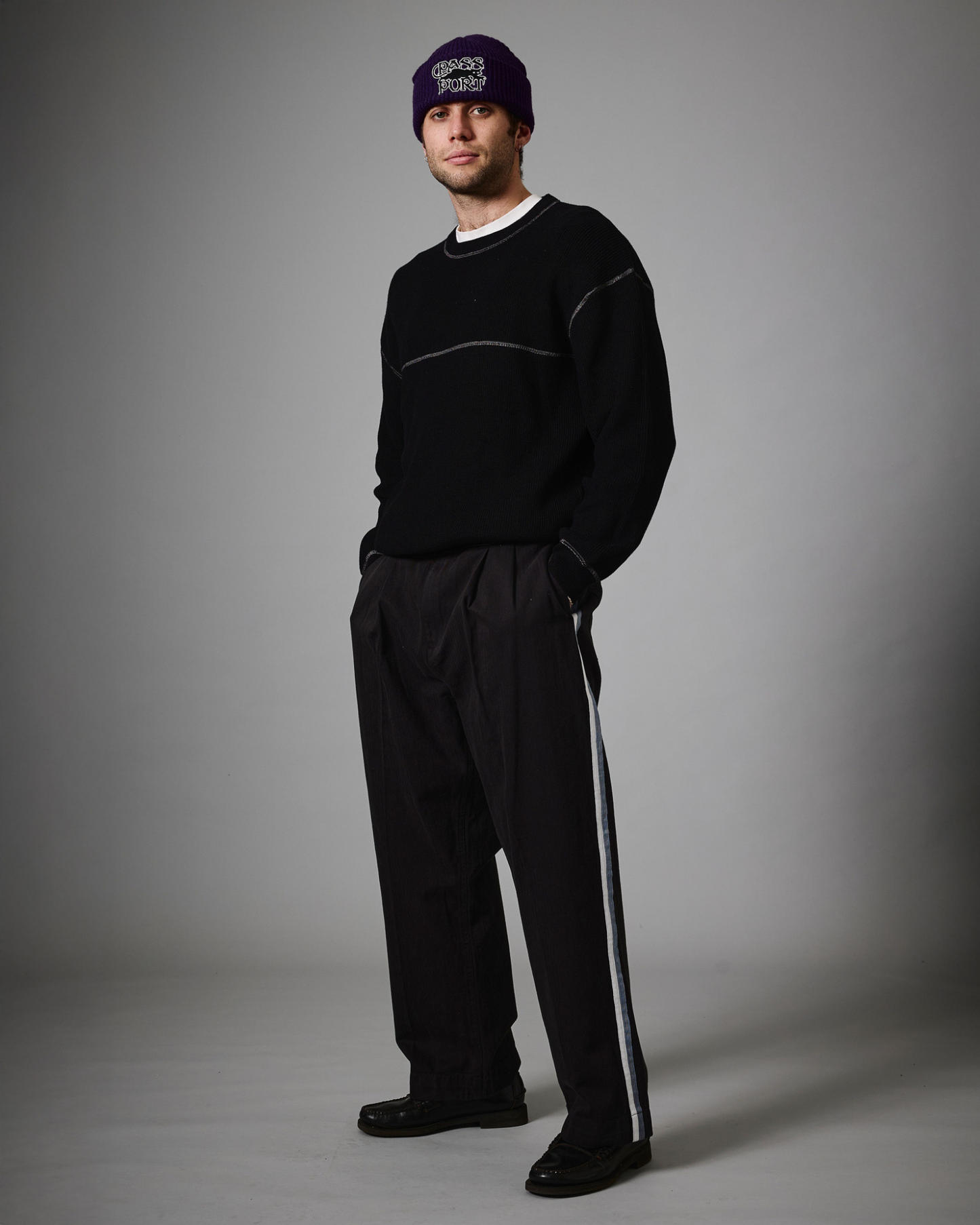 Passport Herringbone Leagues Club Stripe Pant - Vintage Black