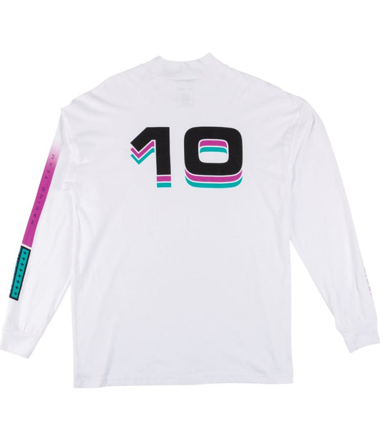 WELCOME Space Race Mock Neck L/S Tee - White