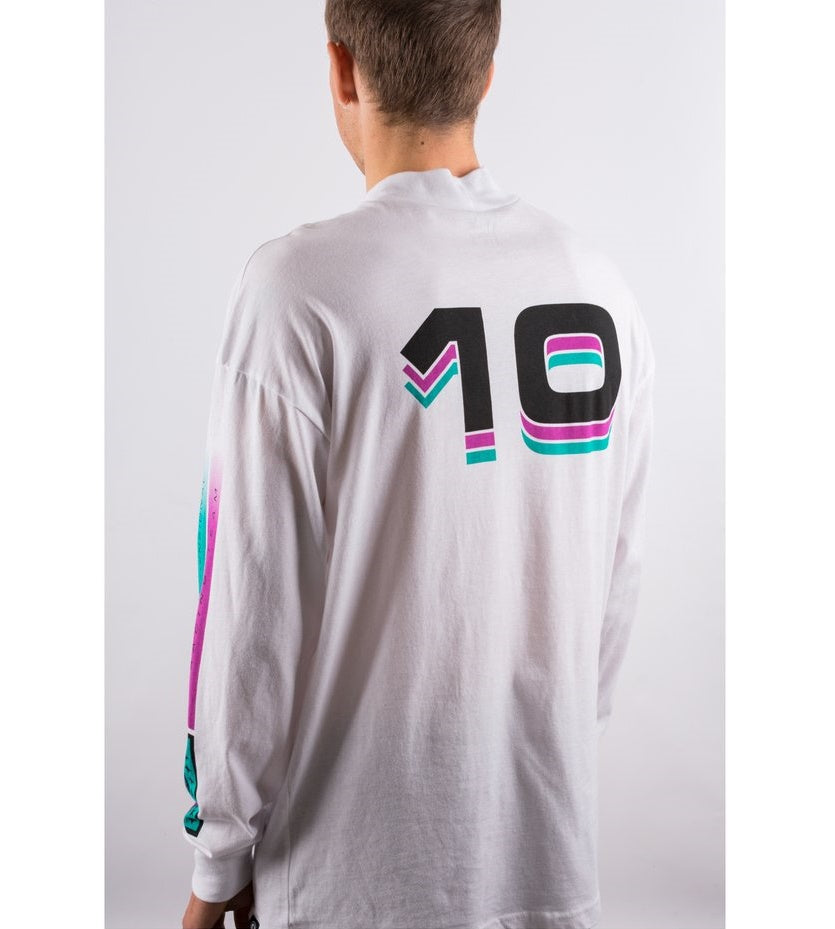 WELCOME Space Race Mock Neck L/S Tee - White