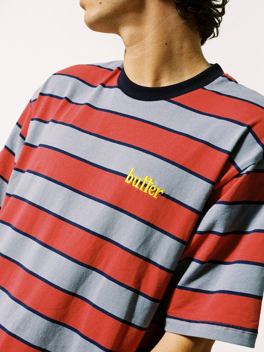 BUTTER GOODS ケープストライプTシャツ - グレー/レンガ