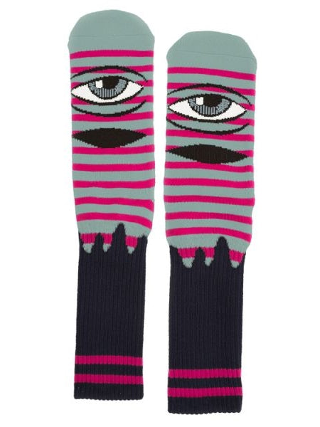 TOY MACHINE Sect Eye Stripe Socks - Army+Orange / Sage+Black