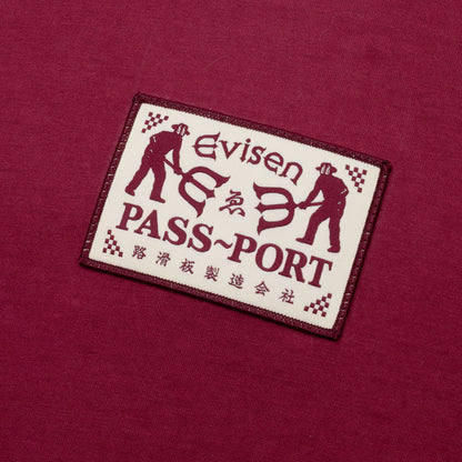 EVISEN x PASSPORT ロゴ ロックアップ T シャツ - バーガンディ