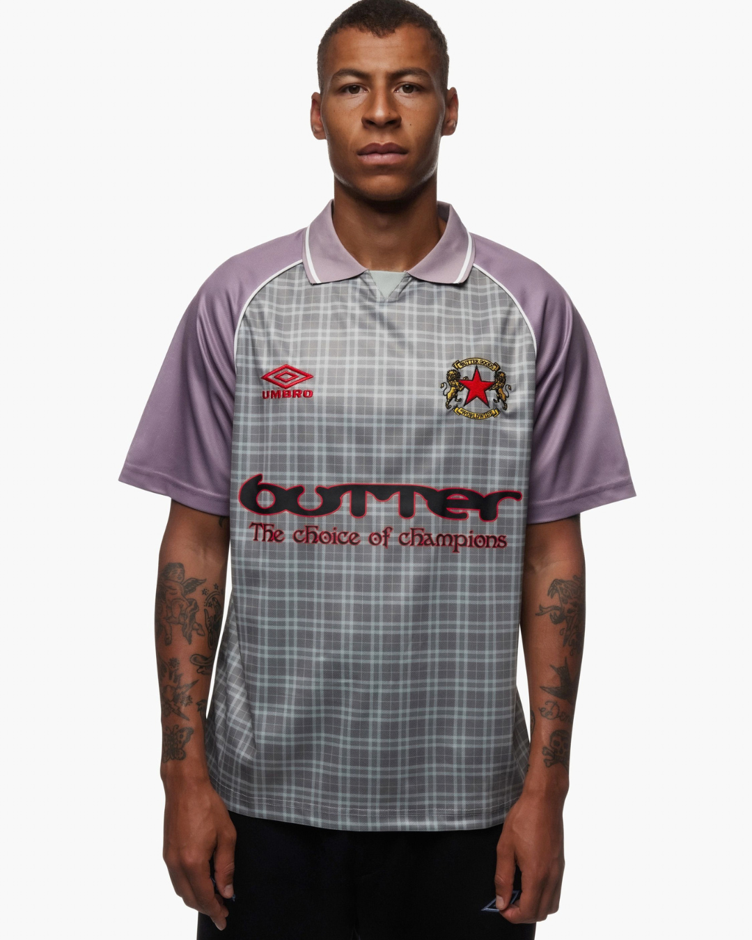 BUTTER GOODS | UMBRO Plaid Jersey - Berry/Stone