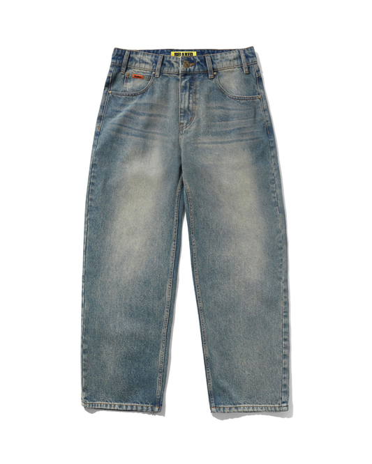 BUTTER GOODS Relaxed Denim Jeans - Distressed Mid Blue