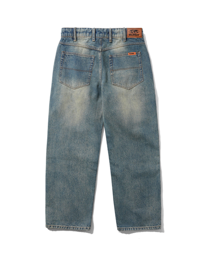 BUTTER GOODS Relaxed Denim Jeans - Distressed Mid Blue