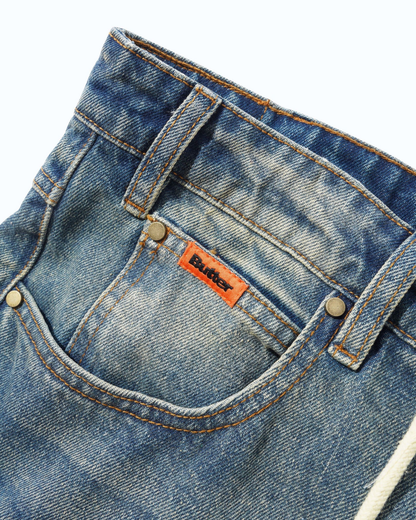 BUTTER GOODS Relaxed Denim Jeans - Distressed Mid Blue