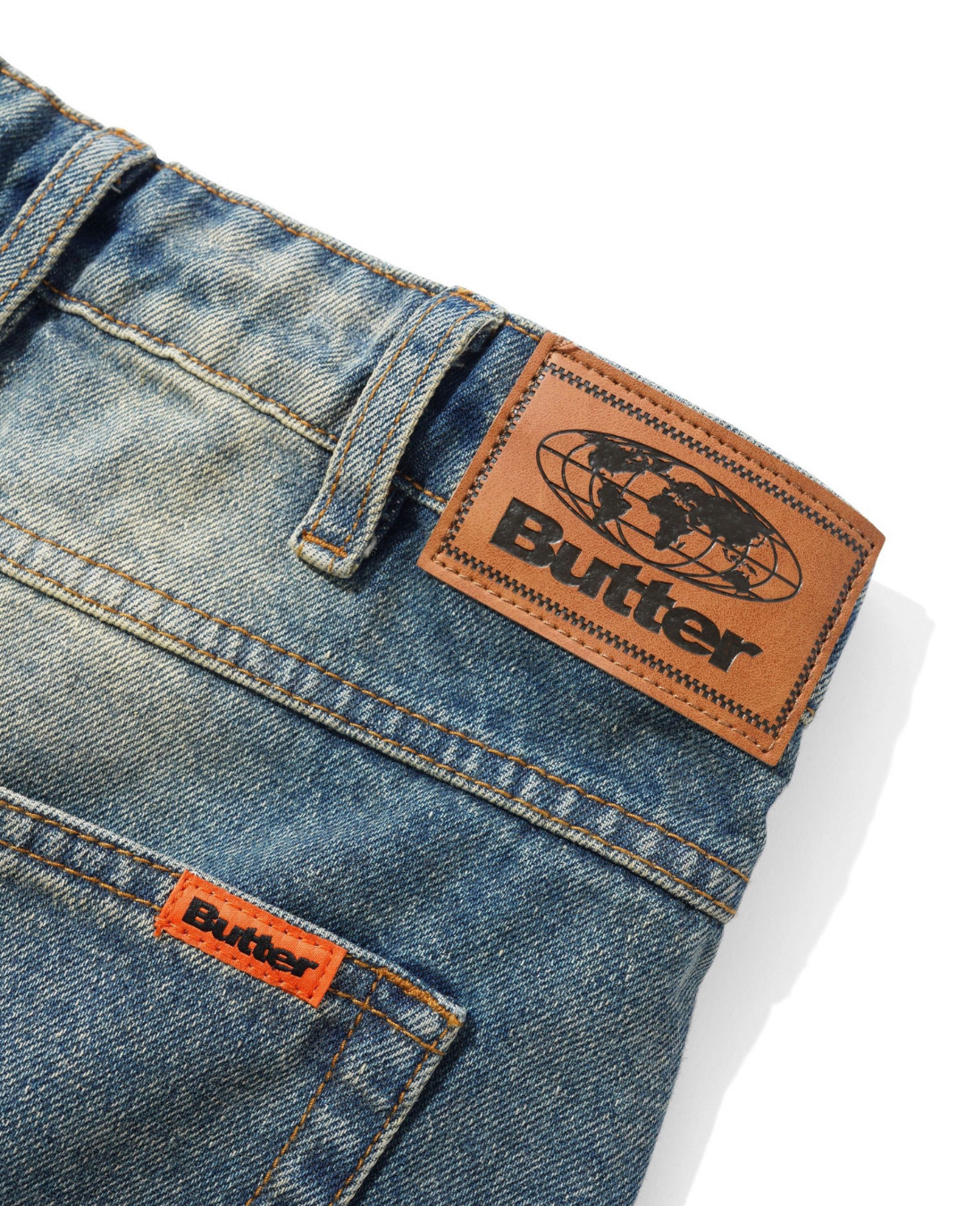 BUTTER GOODS Relaxed Denim Jeans - Distressed Mid Blue
