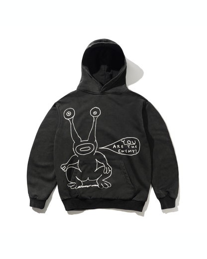 BUTTER GOODS | DANIEL JOHNSTON Enemy Pullover Hood - Distressed Washed Black