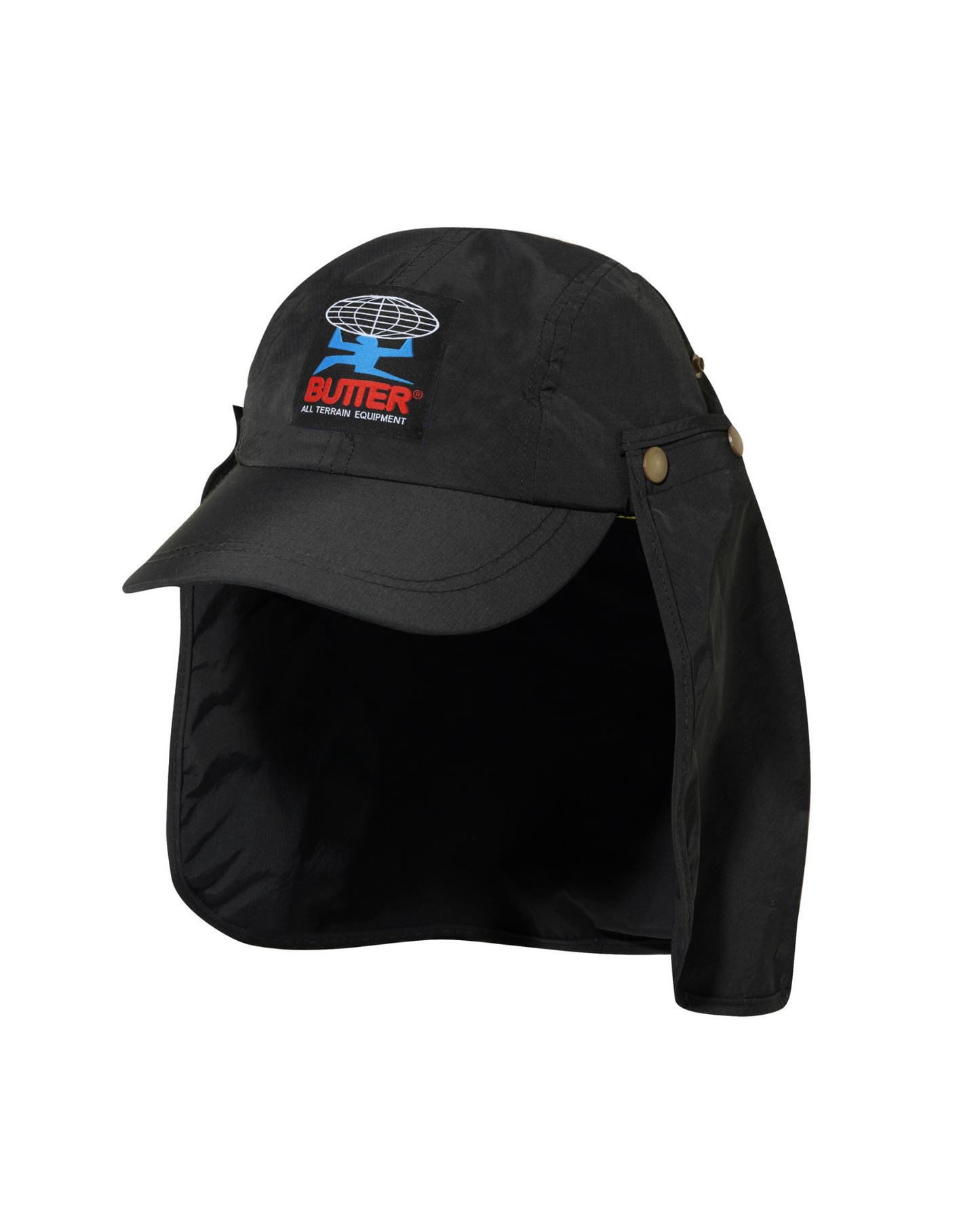 BUTTER GOODS All Terrain 4 Panel Flap Cap - Black