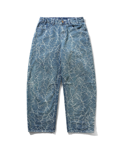 BUTTER GOODS Thorn Camo Wide Cut Denim Jeans - Washed Indigo