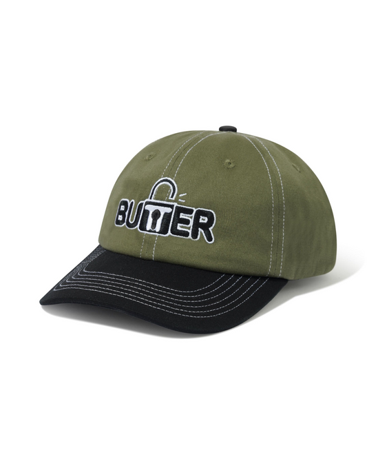 BUTTER GOODS Lock 6 Panel Cap - Army/Black