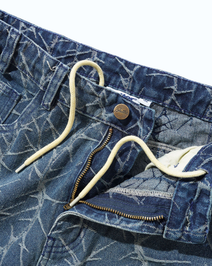 BUTTER GOODS Thorn Camo Wide Cut Denim Jeans - Washed Indigo