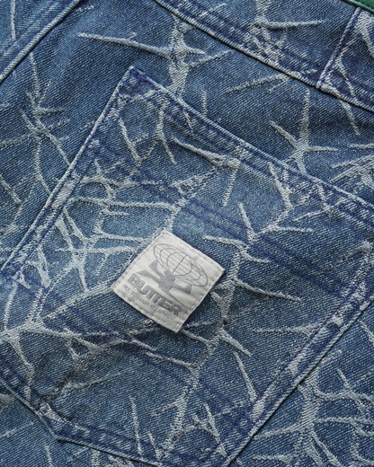 BUTTER GOODS Thorn Camo Wide Cut Denim Jeans - Washed Indigo