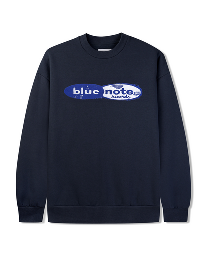 BUTTER GOODS | Blue Note Records Logo Felt Applique Crewneck - Navy