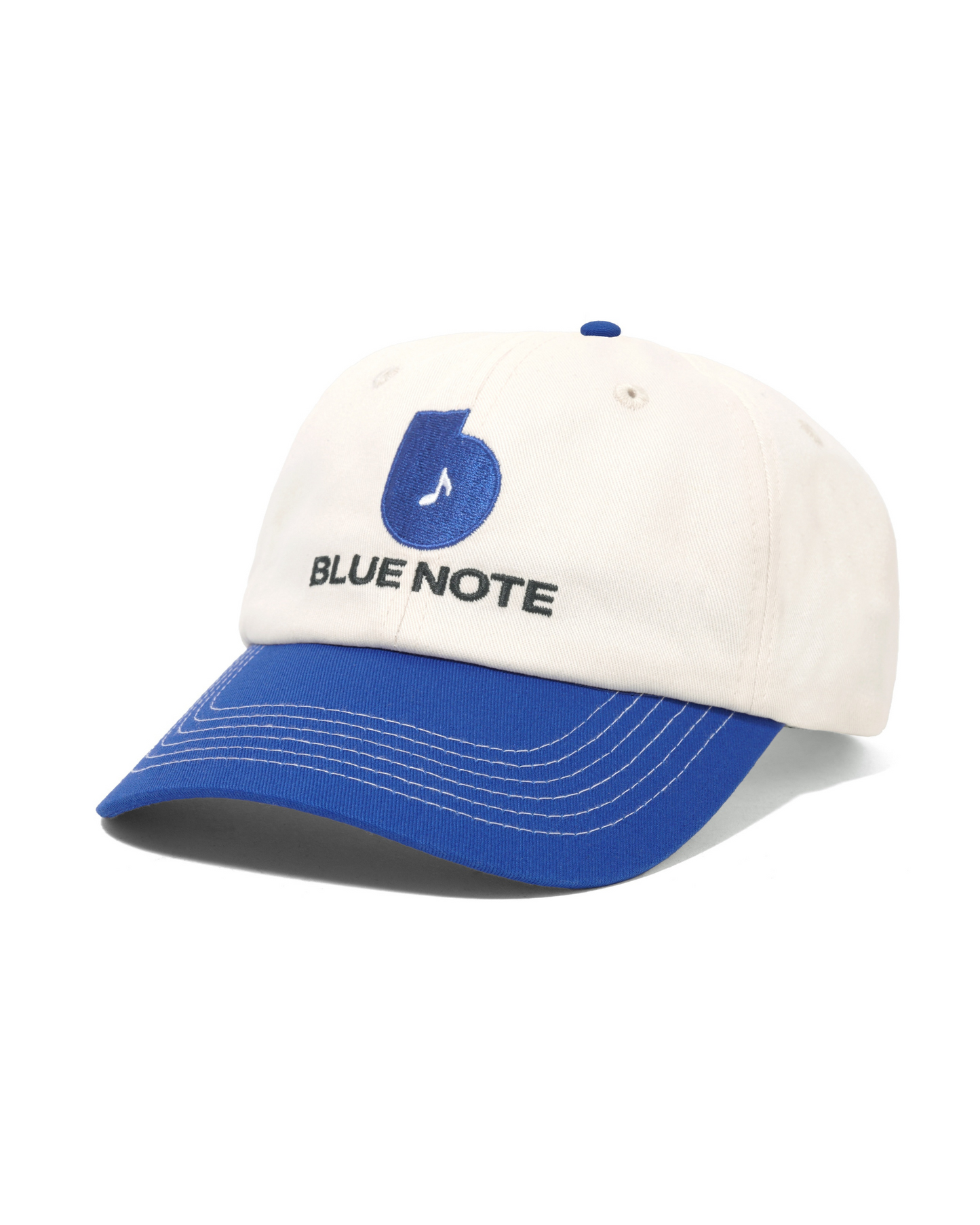 BUTTER GOODS | Blue Note Finest Logo 6 Panel Cap - Natural / Royal Blue