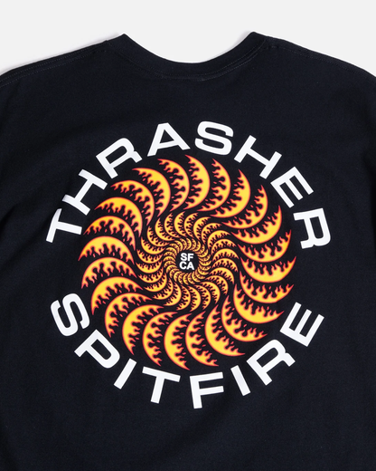 THRASHER x Spitfire Classic Swirl Tee - Black