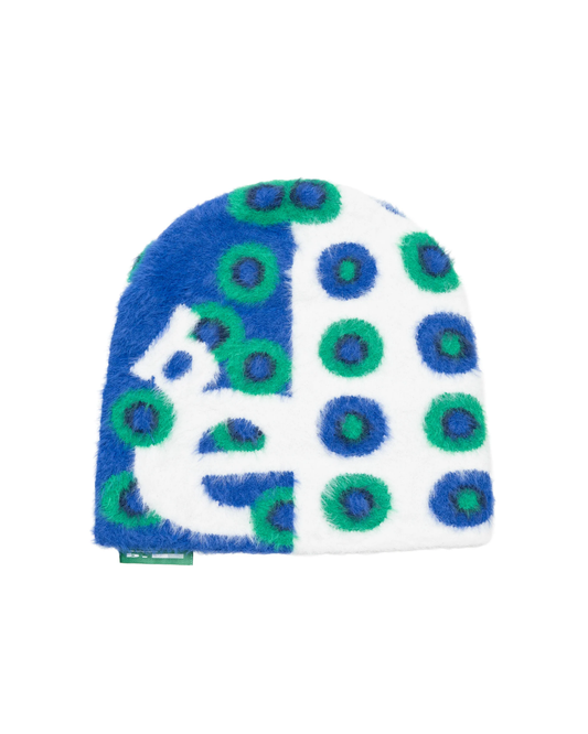 b.Eautiful Department Mohair Beanie - White/Blue