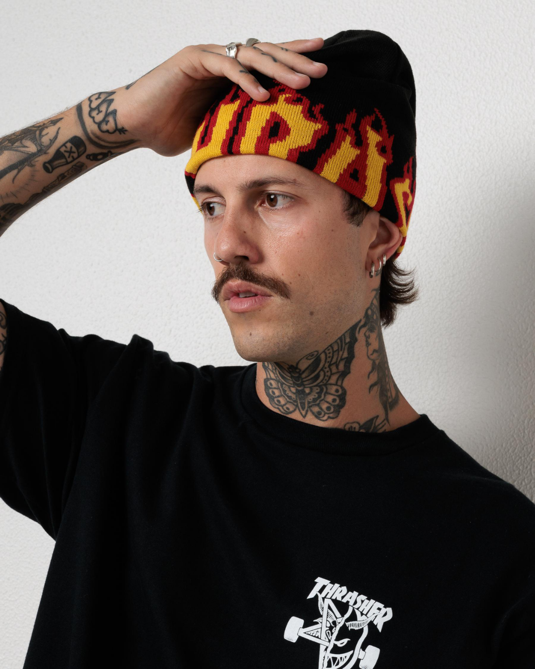 THRASHER Flame Skully Beanie