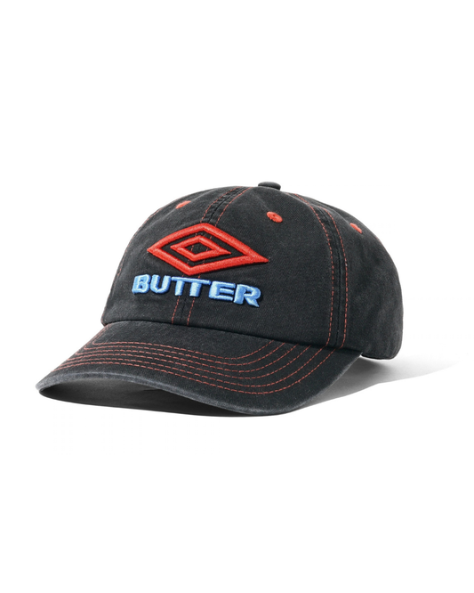 BUTTER GOODS | UMBRO Diamond Logo 6 Panel Cap - Washed Black