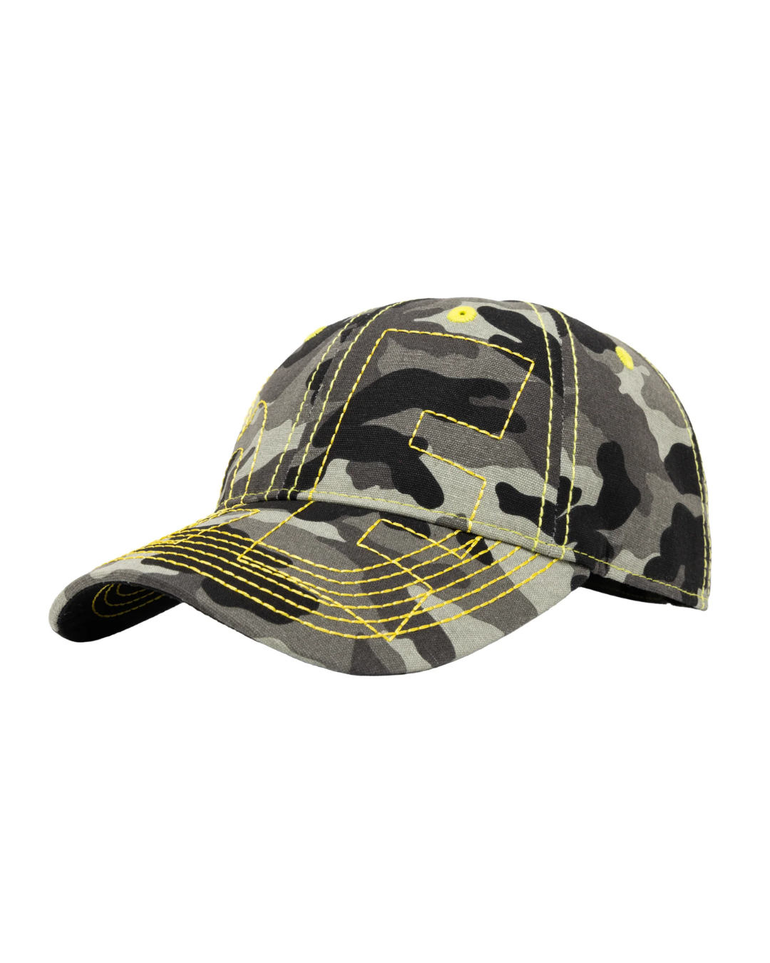 b.Eautiful Vapor Low Profile Hat - Dark Grey Camo/Yellow
