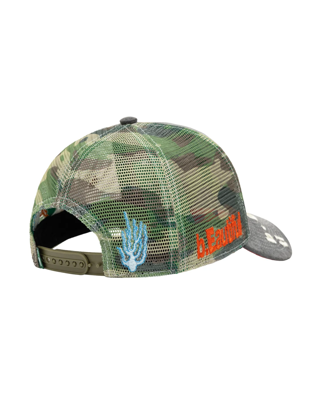 b.Eautiful Biyu Trucker Hat - Washed Black/Army Camo