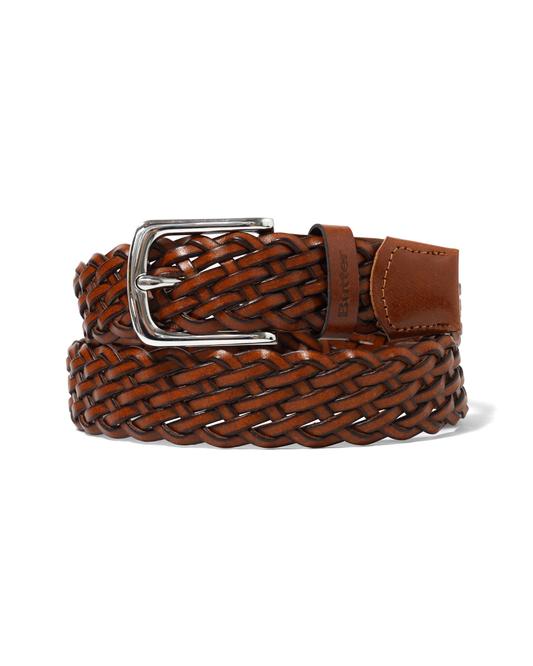 BUTTER GOODS Leather Braided Belt - Brown