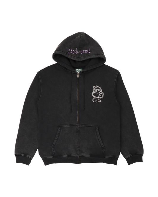 Passport Webbed Bed Zip Hoodie - Acid Black