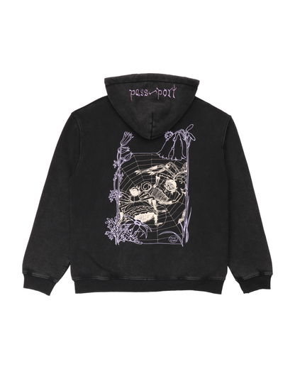 Passport Webbed Bed Zip Hoodie - Acid Black
