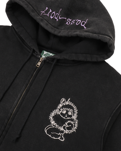 Passport Webbed Bed Zip Hoodie - Acid Black