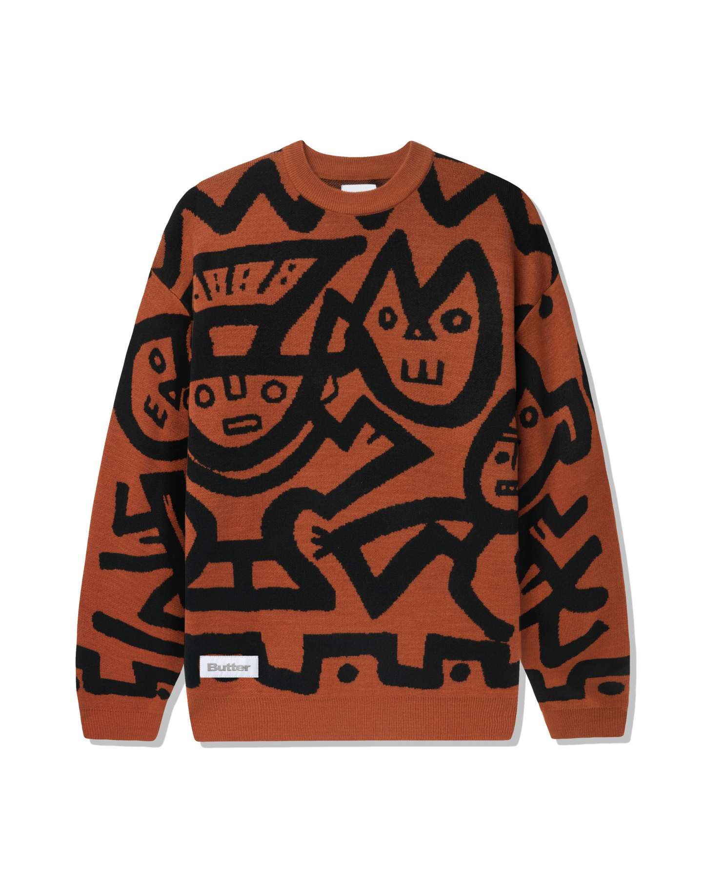 BUTTER GOODS | Blue Note Afro Cuban Knitted Sweater - Rust