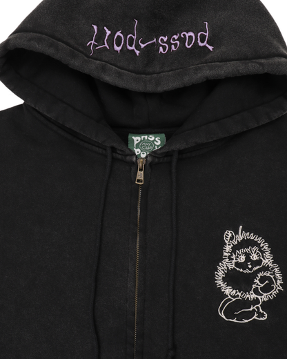 Passport Webbed Bed Zip Hoodie - Acid Black