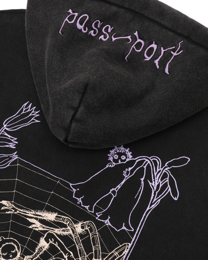 Passport Webbed Bed Zip Hoodie - Acid Black