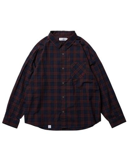 EVISEN Seersucker Plaid Cut & Sew L/S Shirt - Red