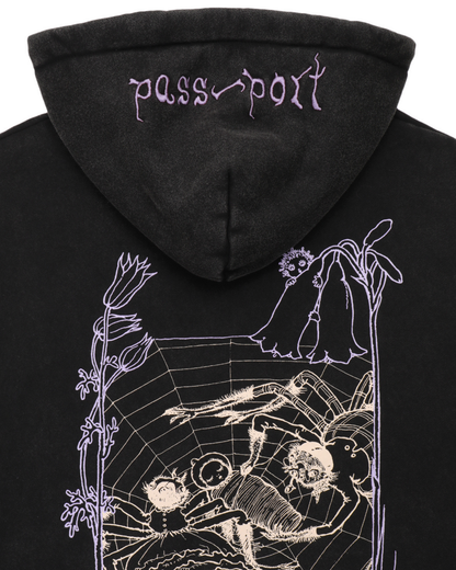 Passport Webbed Bed Zip Hoodie - Acid Black