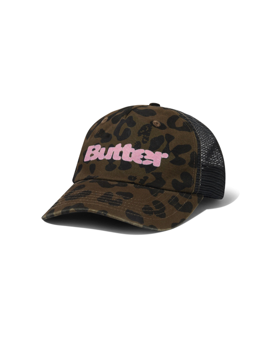 BUTTER GOODS Stencil Trucker Cap - Leopard