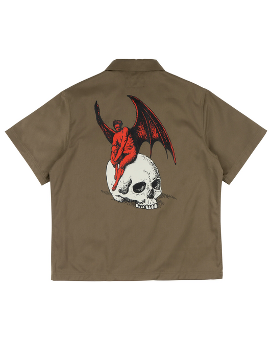 WELCOME Nephilim Zip Up Work Shirt - Stone